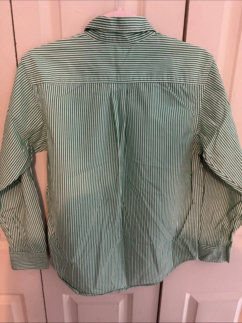 Boys Ralph Lauren Green and White Striped Polo with Orange Pony size 14/16